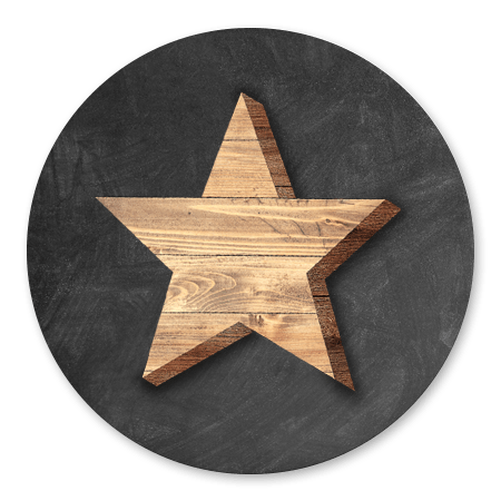 Houten ster met krijtbord